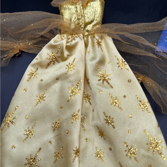 Barbie Disney Belle Golden Gown Dress Tagged Vintage Sparkle Glitter Lace Bows - Picture 7 of 9